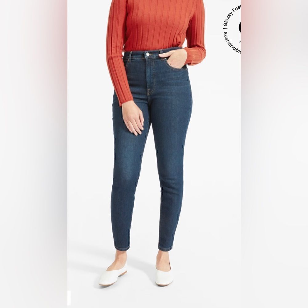 NWT Everlane The Authentic Stretch High-Rise Skinny Dark Wash Blue Size 23